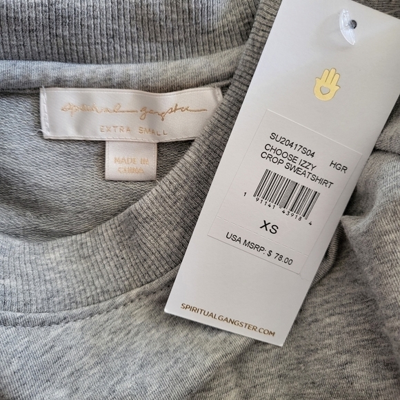 Spiritual Gangster "Choose Happiness" Graphic Print Crop Sweatshirt NWT XS - Picture 13 of 15